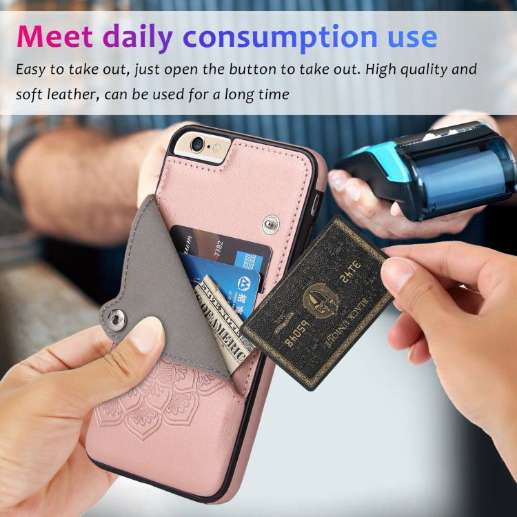 Embossed Pattern PU + TPU Protective Case with Holder & Wallet & Card Slots For iPhone 6 & 6s