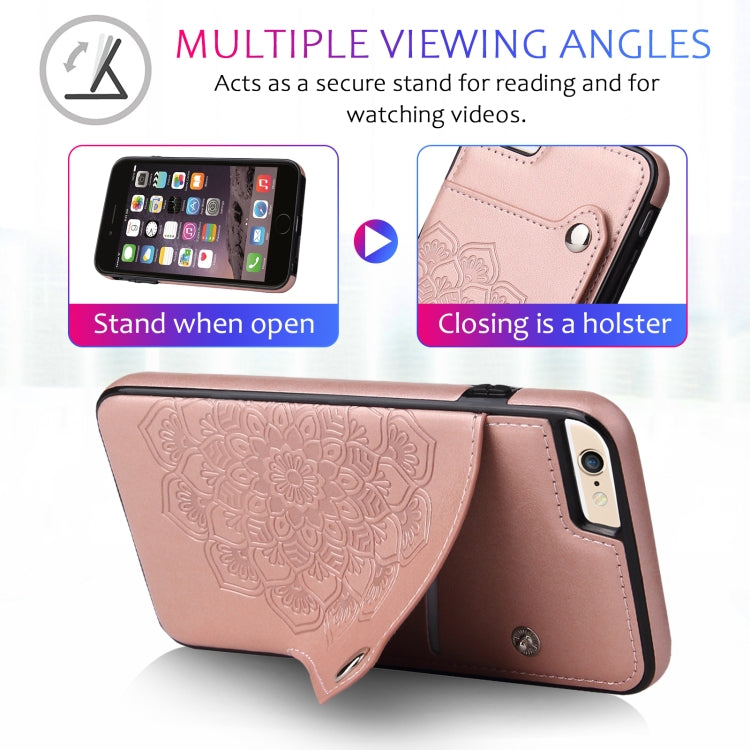 Embossed Pattern PU + TPU Protective Case with Holder & Wallet & Card Slots For iPhone 6 & 6s