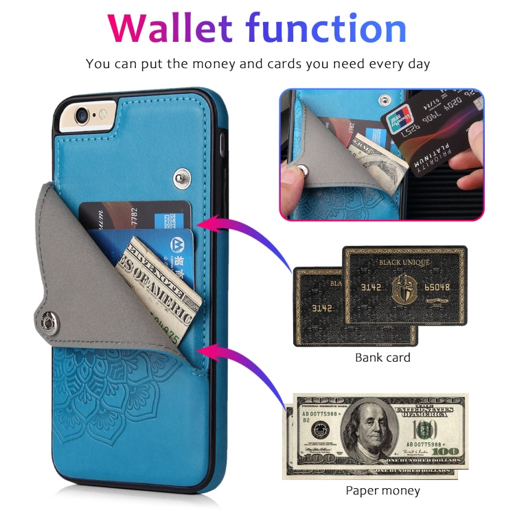 Embossed Pattern PU + TPU Protective Case with Holder & Wallet & Card Slots For iPhone 6 & 6s