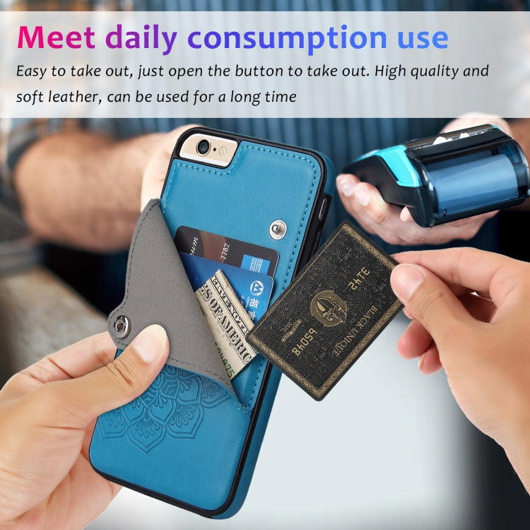 Embossed Pattern PU + TPU Protective Case with Holder & Wallet & Card Slots For iPhone 6 & 6s