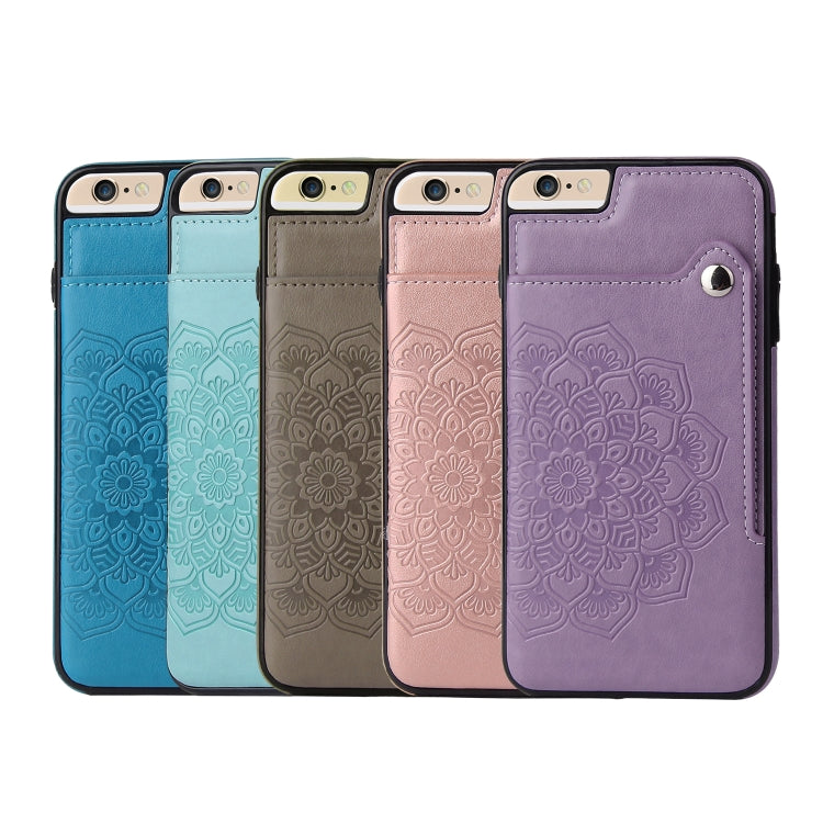 Embossed Pattern PU + TPU Protective Case with Holder & Wallet & Card Slots For iPhone 6 & 6s