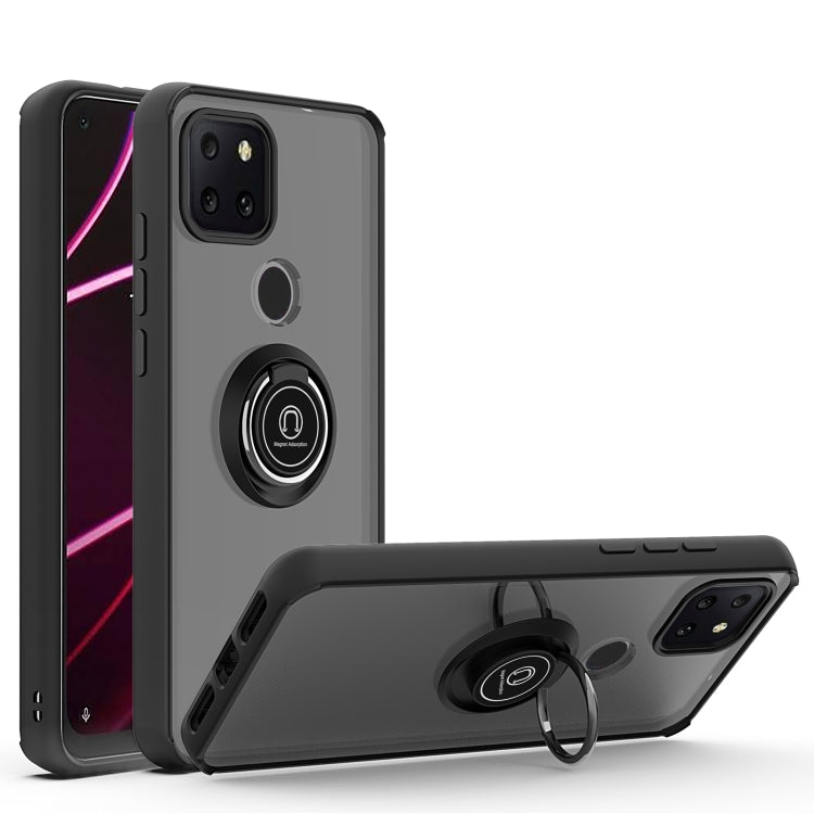 For T-Mobile REVVL 5G Q Shadow 1 Generation Series TPU + PC Protective Case with 360 Degrees Rotate Ring Holder