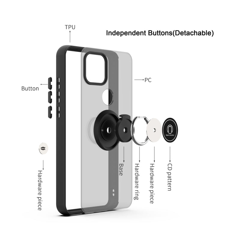 For T-Mobile REVVL 5G Q Shadow 1 Generation Series TPU + PC Protective Case with 360 Degrees Rotate Ring Holder