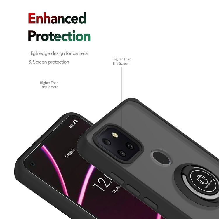 For T-Mobile REVVL 5G Q Shadow 1 Generation Series TPU + PC Protective Case with 360 Degrees Rotate Ring Holder