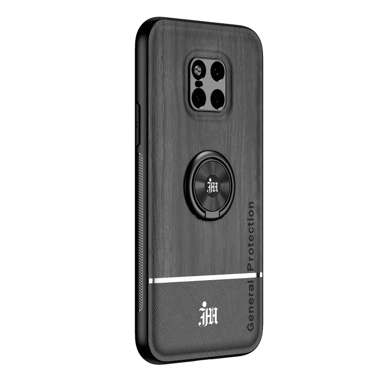 For Huawei Mate 20 Pro Wood Grain PC + TPU Shockproof Case with Ring Holder