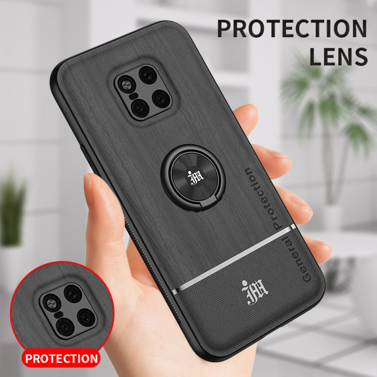 For Huawei Mate 20 Pro Wood Grain PC + TPU Shockproof Case with Ring Holder