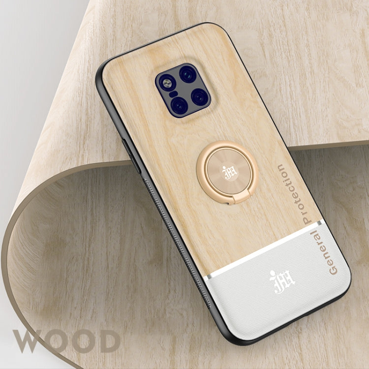 For Huawei Mate 20 Pro Wood Grain PC + TPU Shockproof Case with Ring Holder