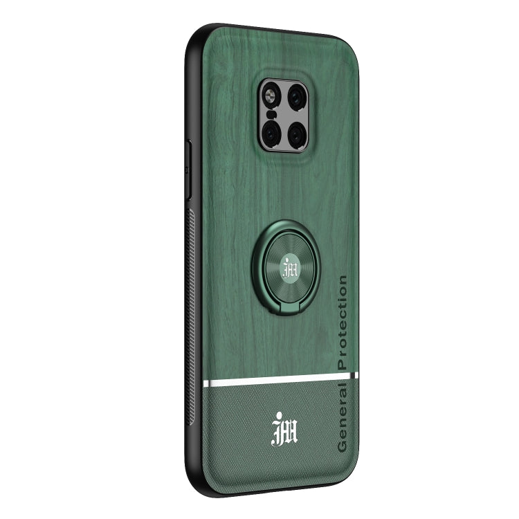 For Huawei Mate 20 Pro Wood Grain PC + TPU Shockproof Case with Ring Holder