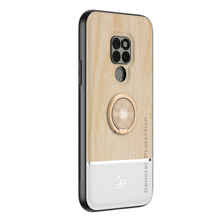 For Huawei Mate 20 Wood Grain PC + TPU Shockproof Case with Ring Holder