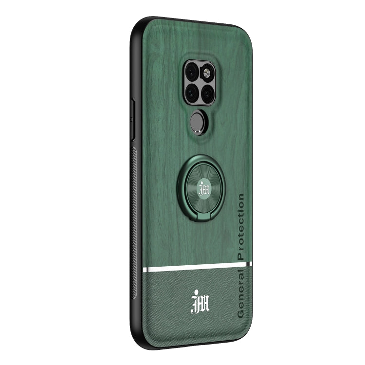For Huawei Mate 20 Wood Grain PC + TPU Shockproof Case with Ring Holder