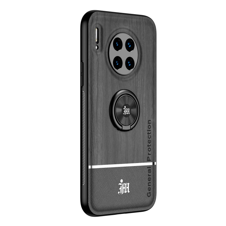For Huawei Mate 30 Pro Wood Grain PC + TPU Shockproof Case with Ring Holder