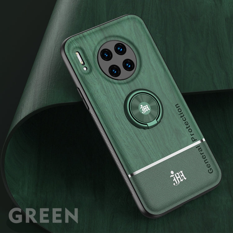 For Huawei Mate 30 Pro Wood Grain PC + TPU Shockproof Case with Ring Holder