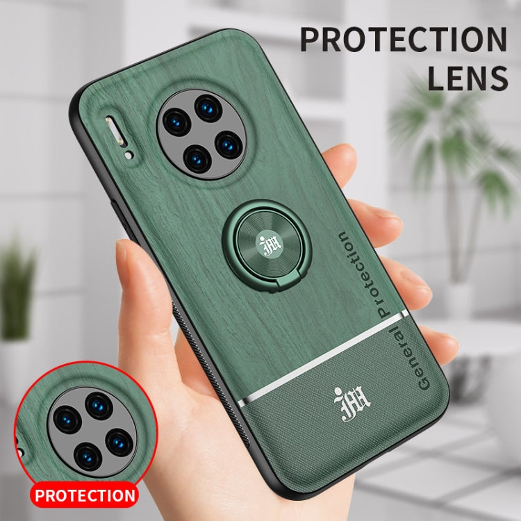 For Huawei Mate 30 Pro Wood Grain PC + TPU Shockproof Case with Ring Holder