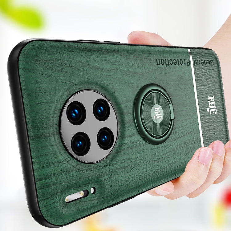 For Huawei Mate 30 Pro Wood Grain PC + TPU Shockproof Case with Ring Holder