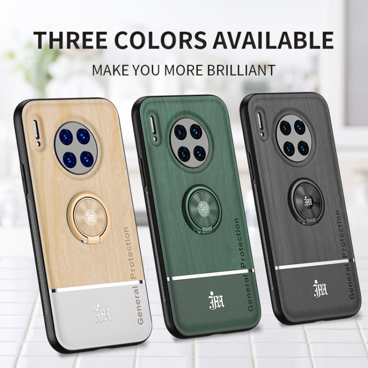 For Huawei Mate 30 Pro Wood Grain PC + TPU Shockproof Case with Ring Holder