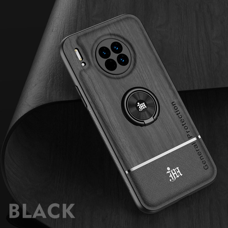 For Huawei Mate 30 Wood Grain PC + TPU Shockproof Case with Ring Holder