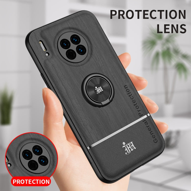 For Huawei Mate 30 Wood Grain PC + TPU Shockproof Case with Ring Holder