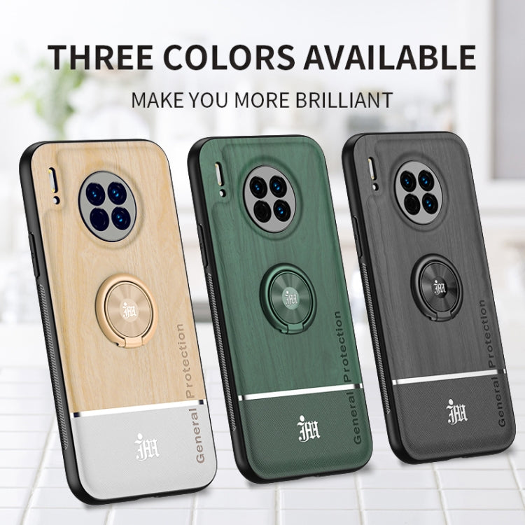 For Huawei Mate 30 Wood Grain PC + TPU Shockproof Case with Ring Holder