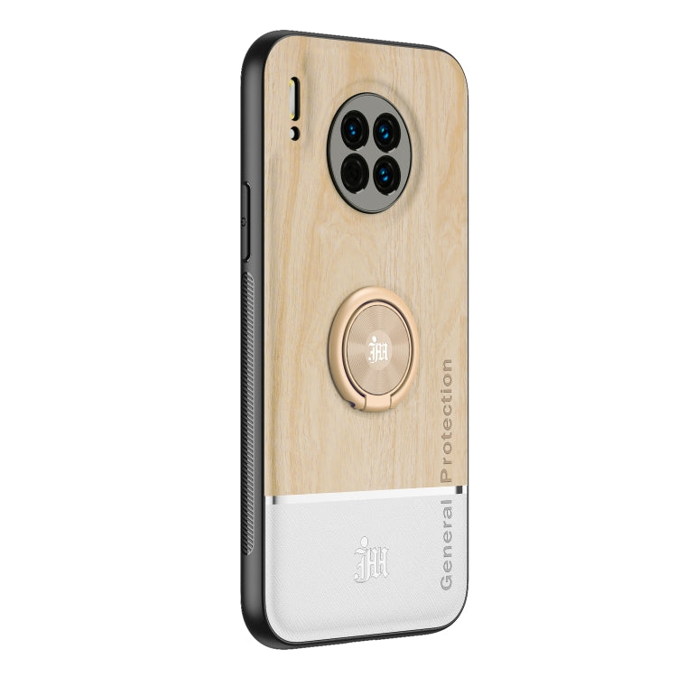 For Huawei Mate 30 Wood Grain PC + TPU Shockproof Case with Ring Holder