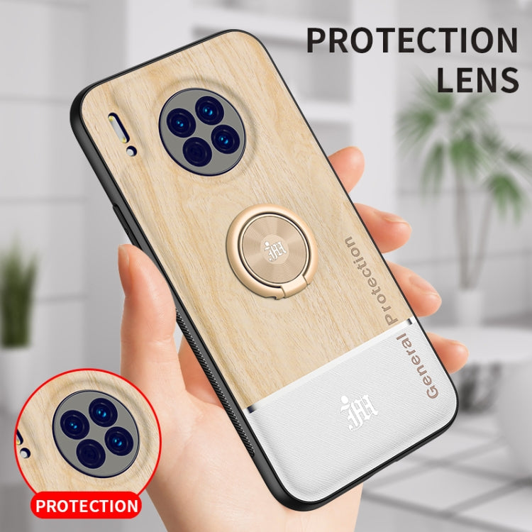 For Huawei Mate 30 Wood Grain PC + TPU Shockproof Case with Ring Holder