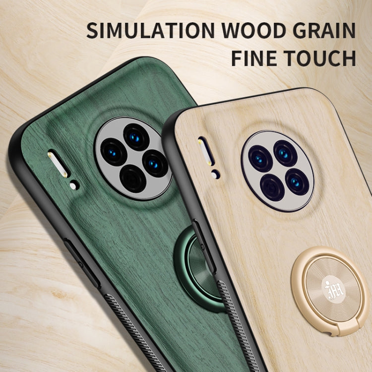 For Huawei Mate 30 Wood Grain PC + TPU Shockproof Case with Ring Holder