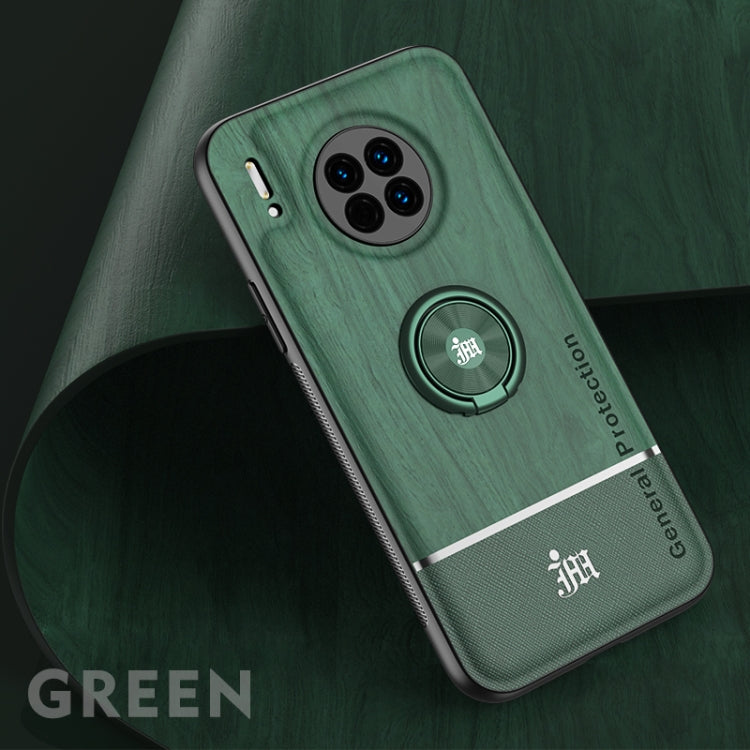For Huawei Mate 30 Wood Grain PC + TPU Shockproof Case with Ring Holder