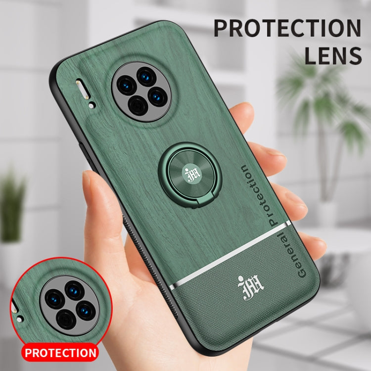 For Huawei Mate 30 Wood Grain PC + TPU Shockproof Case with Ring Holder