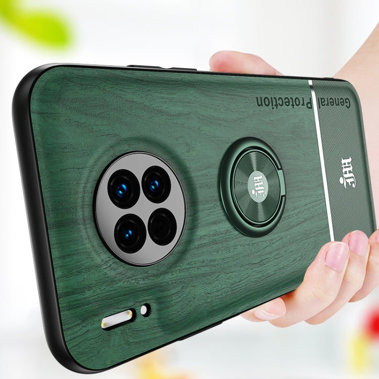 For Huawei Mate 30 Wood Grain PC + TPU Shockproof Case with Ring Holder