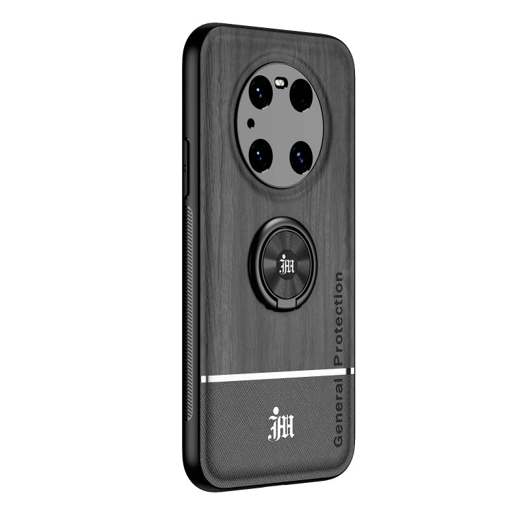 For Huawei Mate 40 Pro Wood Grain PC + TPU Shockproof Case with Ring Holder