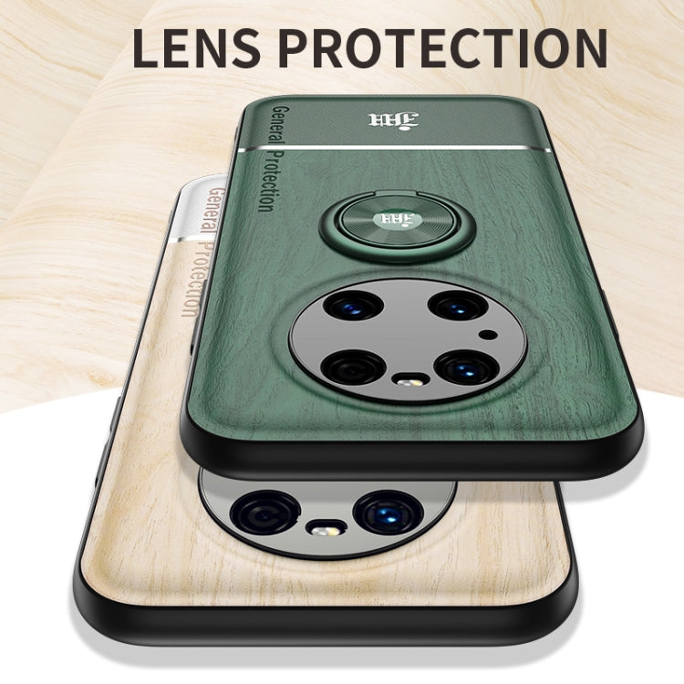 For Huawei Mate 40 Pro Wood Grain PC + TPU Shockproof Case with Ring Holder