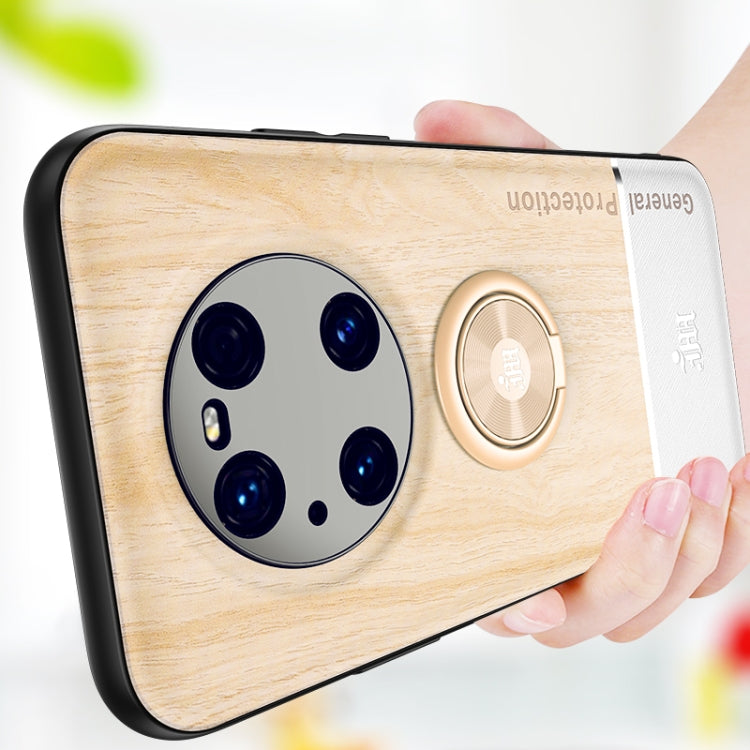 For Huawei Mate 40 Pro Wood Grain PC + TPU Shockproof Case with Ring Holder