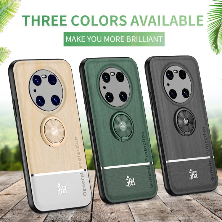 For Huawei Mate 40 Pro Wood Grain PC + TPU Shockproof Case with Ring Holder