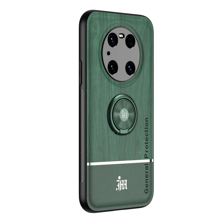 For Huawei Mate 40 Pro Wood Grain PC + TPU Shockproof Case with Ring Holder