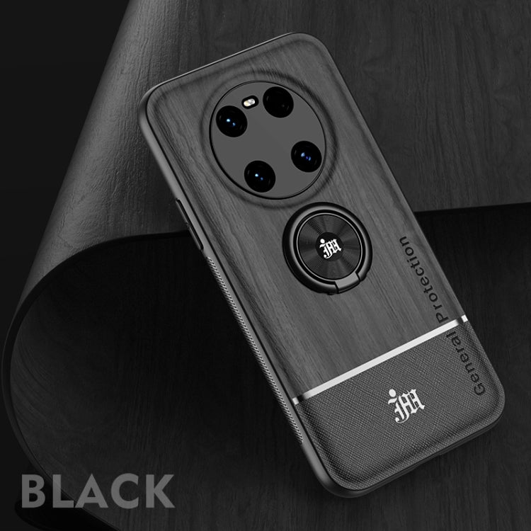 For Huawei Mate 40 Wood Grain PC + TPU Shockproof Case with Ring Holder