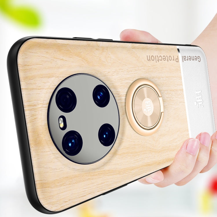 For Huawei Mate 40 Wood Grain PC + TPU Shockproof Case with Ring Holder