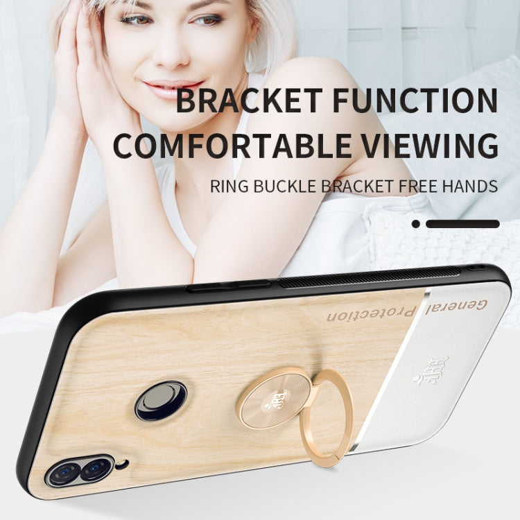 For Huawei nova 3i Wood Grain PC + TPU Shockproof Case with Ring Holder