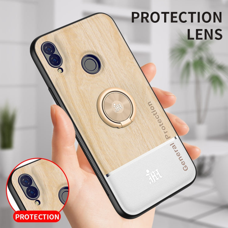 For Huawei nova 3i Wood Grain PC + TPU Shockproof Case with Ring Holder