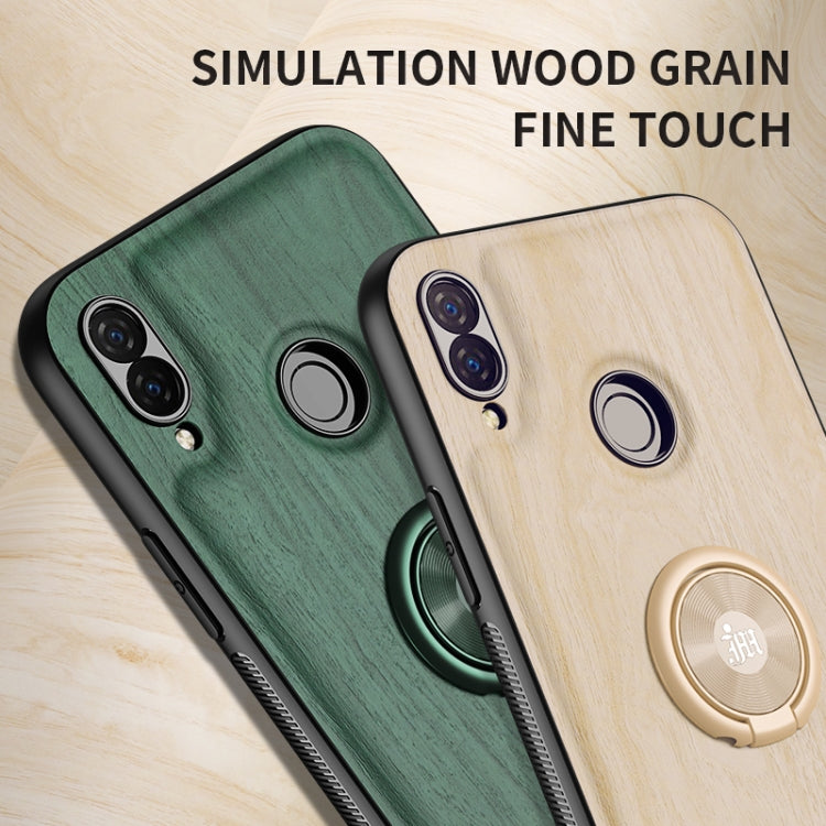 For Huawei nova 3i Wood Grain PC + TPU Shockproof Case with Ring Holder