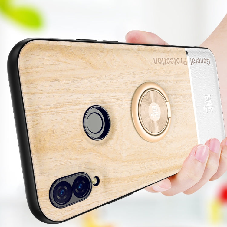 For Huawei nova 3i Wood Grain PC + TPU Shockproof Case with Ring Holder