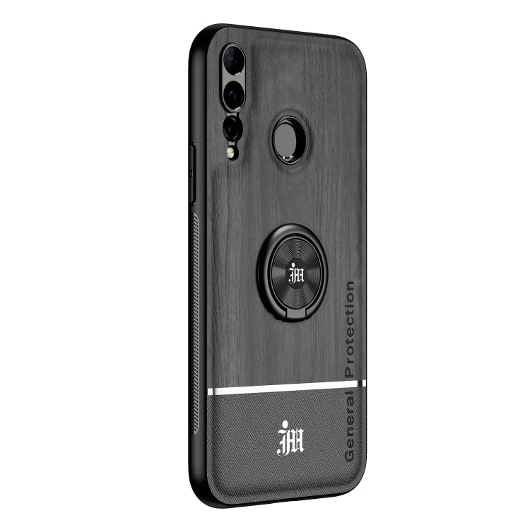 For Huawei nova 4 Wood Grain PC + TPU Shockproof Case with Ring Holder