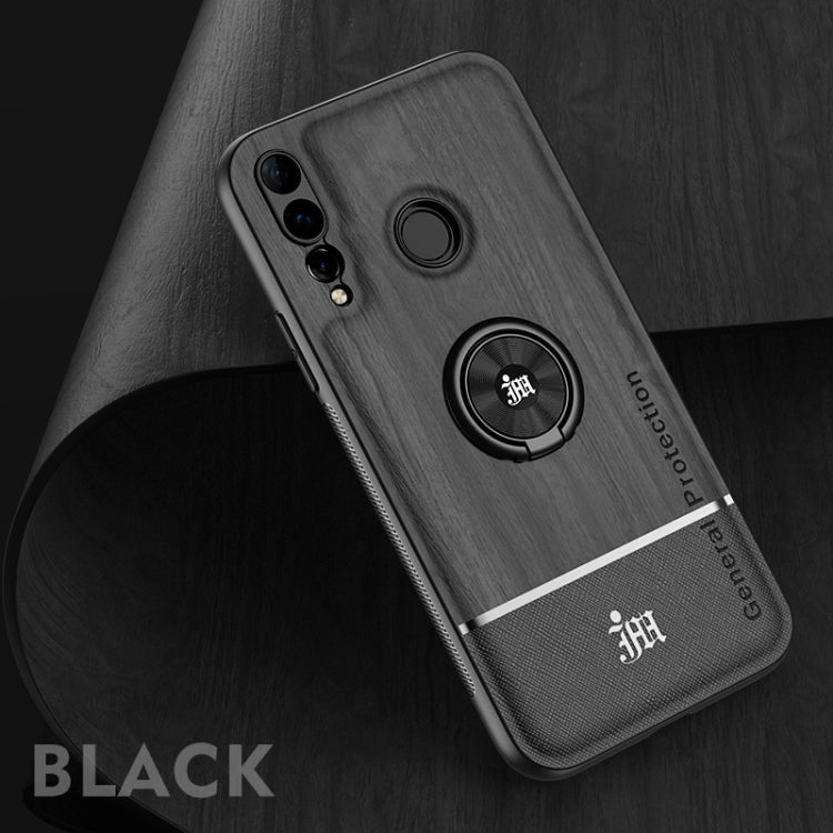 For Huawei nova 4 Wood Grain PC + TPU Shockproof Case with Ring Holder