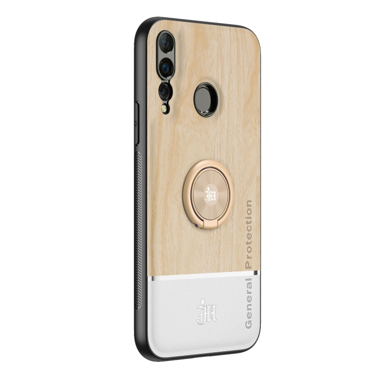 For Huawei nova 4 Wood Grain PC + TPU Shockproof Case with Ring Holder
