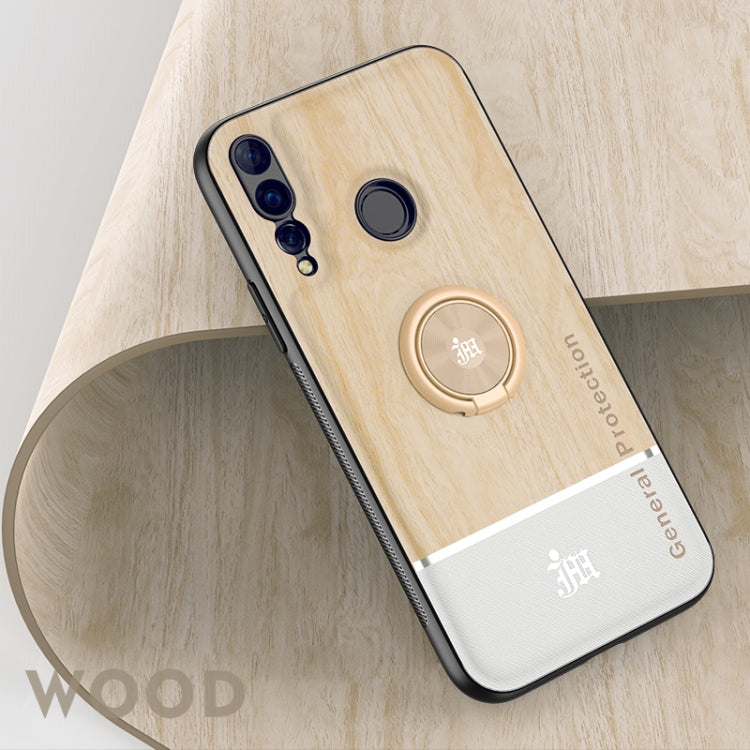 For Huawei nova 4 Wood Grain PC + TPU Shockproof Case with Ring Holder