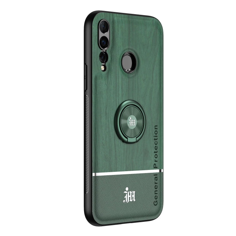 For Huawei nova 4 Wood Grain PC + TPU Shockproof Case with Ring Holder