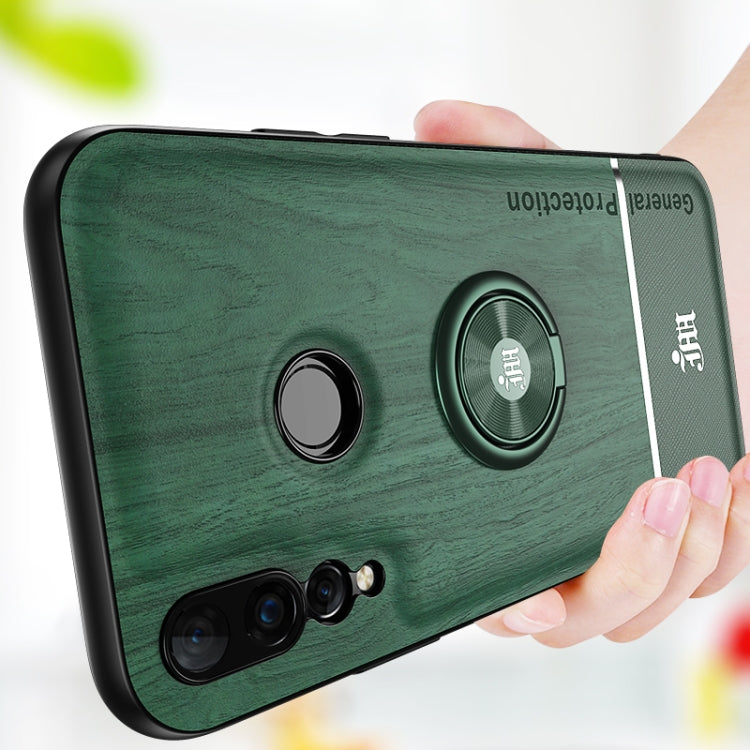 For Huawei nova 4 Wood Grain PC + TPU Shockproof Case with Ring Holder