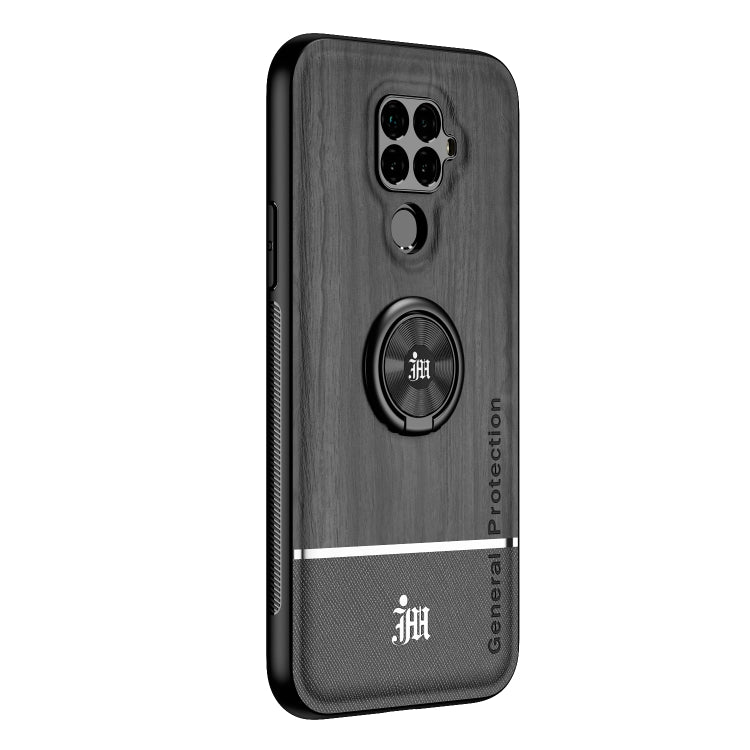 For Huawei nova 5i Pro Wood Grain PC + TPU Shockproof Case with Ring Holder