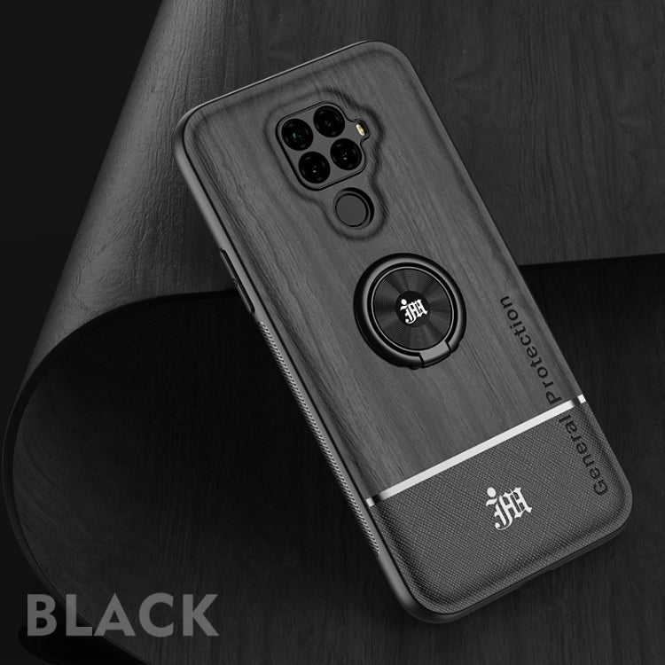 For Huawei nova 5i Pro Wood Grain PC + TPU Shockproof Case with Ring Holder