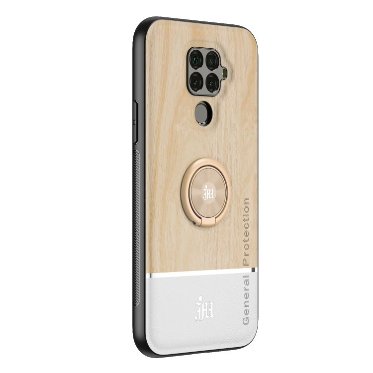 For Huawei nova 5i Pro Wood Grain PC + TPU Shockproof Case with Ring Holder
