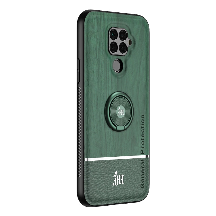 For Huawei nova 5i Pro Wood Grain PC + TPU Shockproof Case with Ring Holder