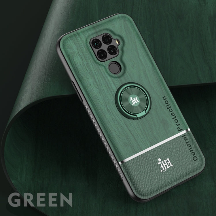 For Huawei nova 5i Pro Wood Grain PC + TPU Shockproof Case with Ring Holder